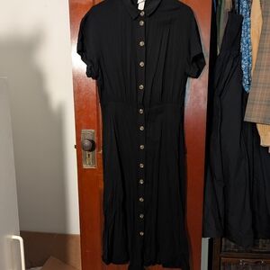 H&M Black Long Sleeve Button-Up Dress